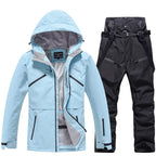 Unisex 2-Piece Ski Suit - Ski Jacket & Pants Set-Frozenoir-Light Blue/Black-s-