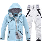 Unisex 2-Piece Ski Suit - Ski Jacket & Pants Set-Frozenoir-Light Blue/White-s-