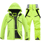 Unisex 2-Piece Ski Suit - Ski Jacket & Pants Set-Frozenoir-Lime Green-s-
