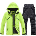 Unisex 2-Piece Ski Suit - Ski Jacket & Pants Set-Frozenoir-Lime Green/Black-s-
