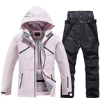 Unisex 2-Piece Ski Suit - Ski Jacket & Pants Set-Frozenoir-Pink/Black-s-