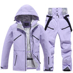 Unisex 2-Piece Ski Suit - Ski Jacket & Pants Set-Frozenoir-Purple-s-