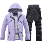 Unisex 2-Piece Ski Suit - Ski Jacket & Pants Set-Frozenoir-Purple/Black-s-