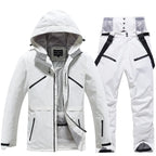 Unisex 2-Piece Ski Suit - Ski Jacket & Pants Set-Frozenoir-White-s-