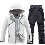 Unisex 2-Piece Ski Suit - Ski Jacket & Pants Set-Frozenoir-White/Black-s-