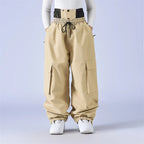 Unisex Baggy Snow Pants - Loose Fit for Snowboard & Ski-Frozenoir-Beige-s-