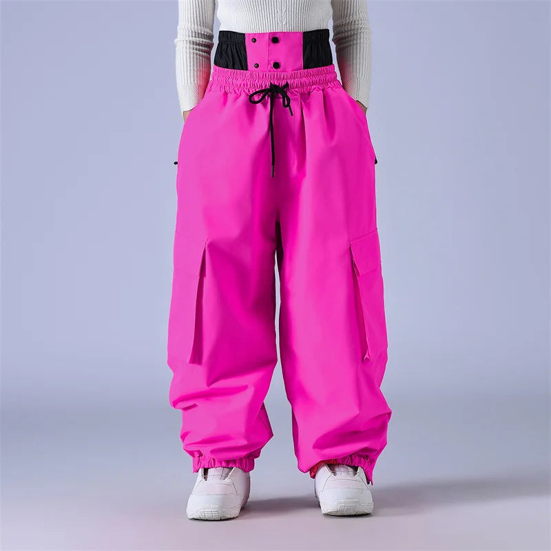 Unisex Baggy Snow Pants - Loose Fit for Snowboard & Ski-Frozenoir-Dark Pink-s-