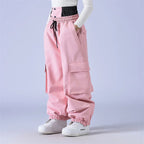 Unisex Baggy Snow Pants - Loose Fit for Snowboard & Ski-Frozenoir-Pink-s-