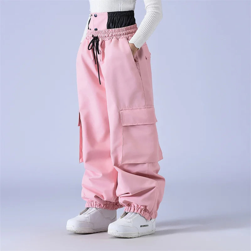 Unisex Baggy Snow Pants - Loose Fit for Snowboard & Ski-Frozenoir-Pink-s-