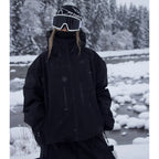 Unisex Hooded Ski Jacket for Snowboard & Outdoor-Frozenoir-Black-xs-