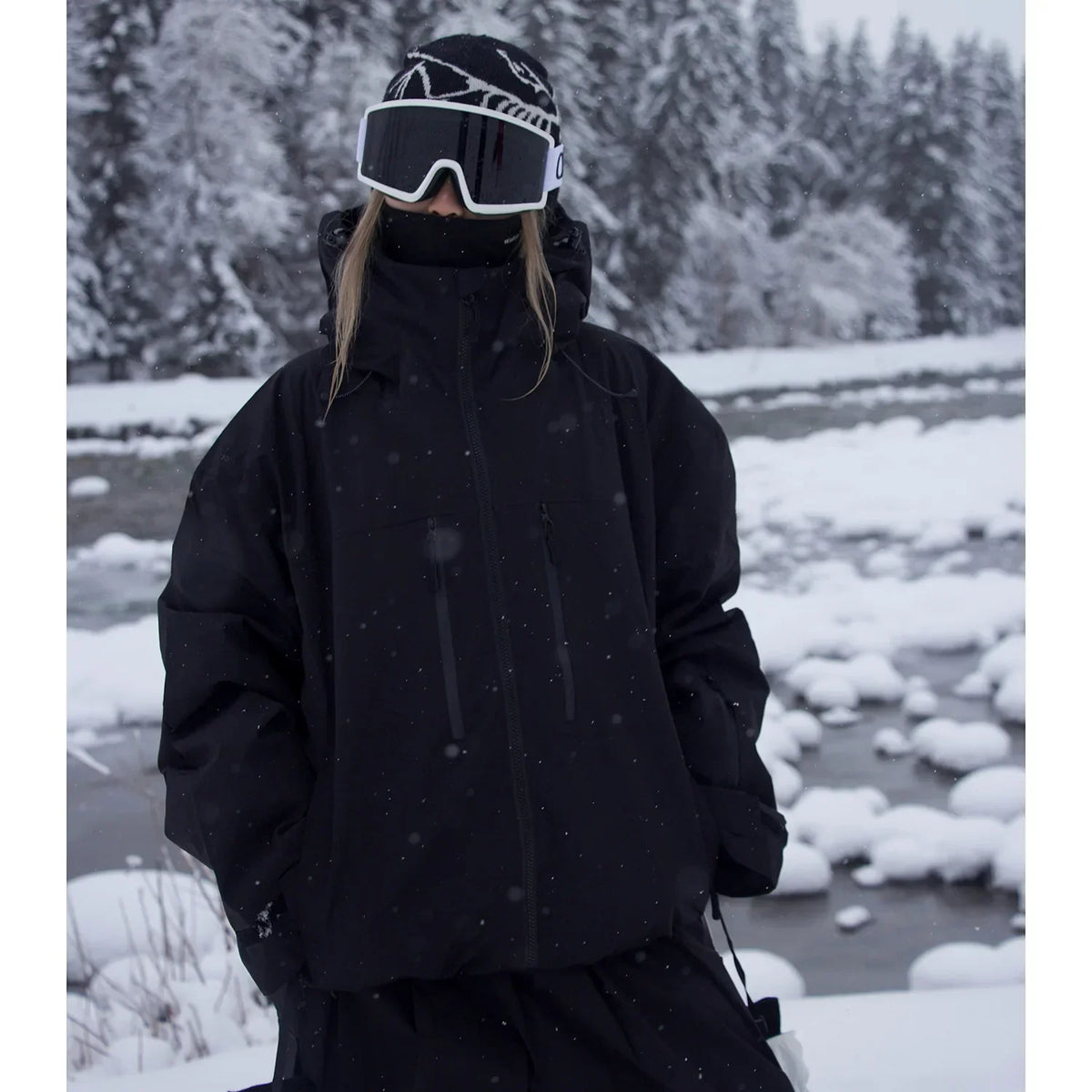 Unisex Hooded Ski Jacket for Snowboard & Outdoor-Frozenoir-Black-xs-
