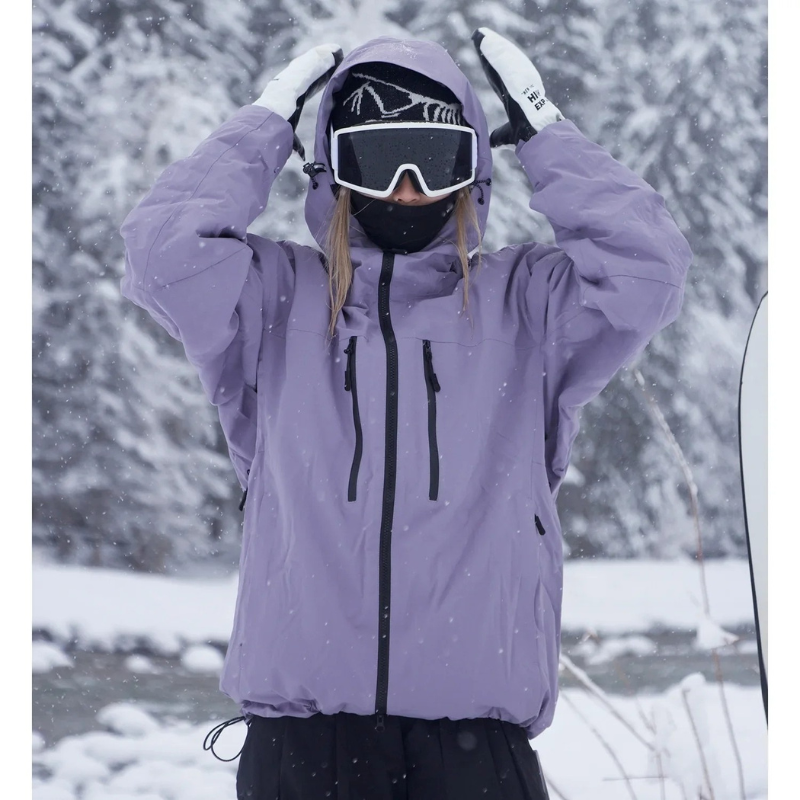 Unisex Hooded Ski Jacket for Snowboard & Outdoor-Frozenoir-Plum-xs-
