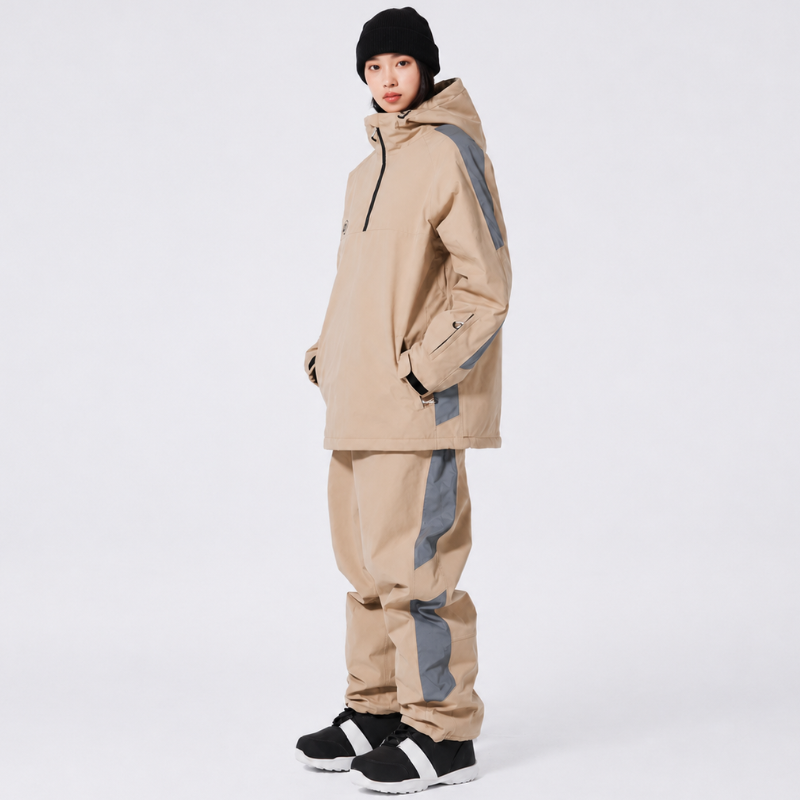 Unisex Ski Suit - Half-Zip Snowboard Jacket with Hood & Snowboard Pants