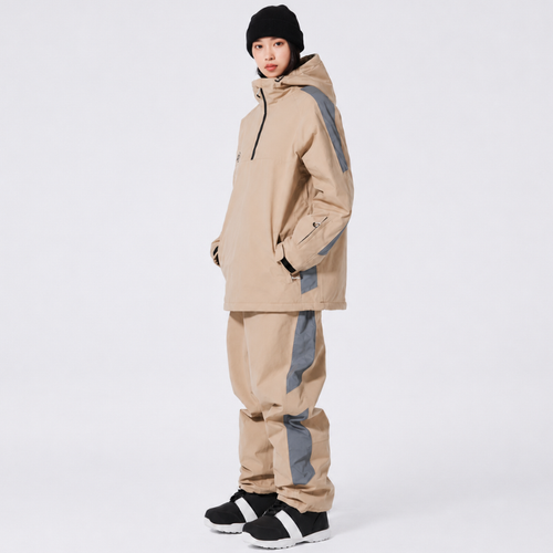 Unisex Ski Suit - Half-Zip Snowboard Jacket with Hood & Snowboard Pants