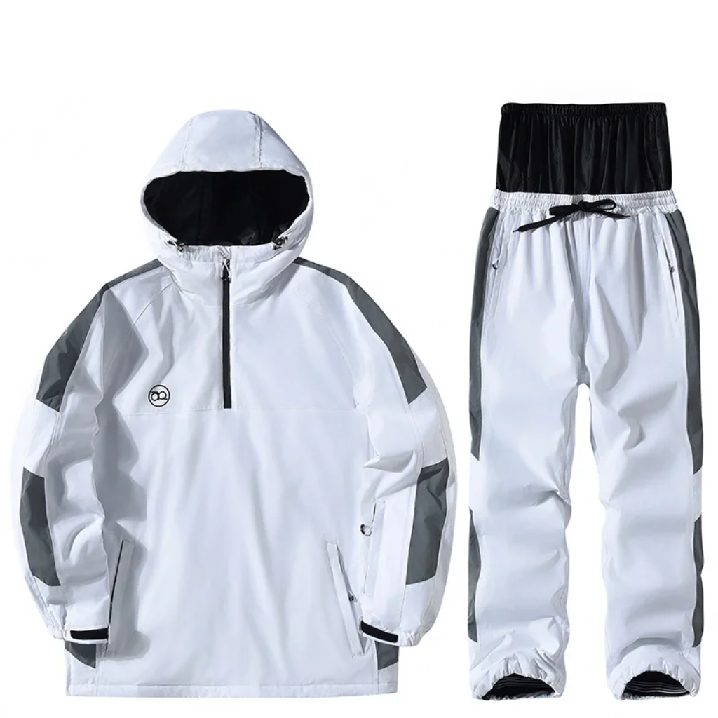 Unisex Ski Suit - Half-Zip Snowboard Jacket with Hood & Snowboard Pants