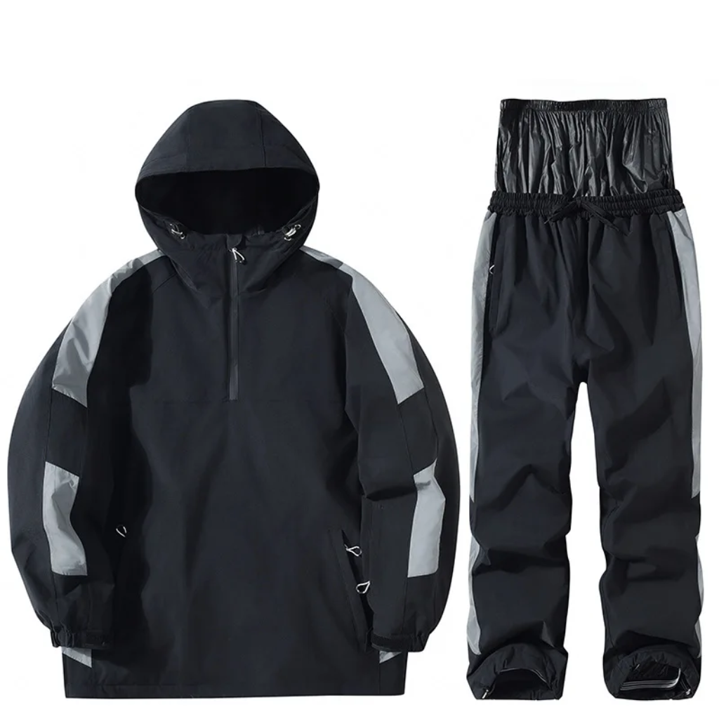 Unisex Ski Suit - Half-Zip Snowboard Jacket with Hood & Snowboard Pants