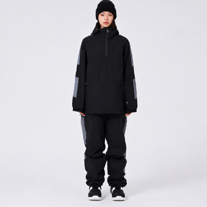 Unisex Ski Suit - Half-Zip Snowboard Jacket with Hood & Snowboard Pants