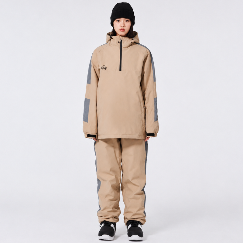 Unisex Ski Suit - Half-Zip Snowboard Jacket with Hood & Snowboard Pants