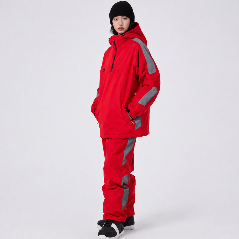 Unisex Ski Suit - Half-Zip Snowboard Jacket with Hood & Snowboard Pants