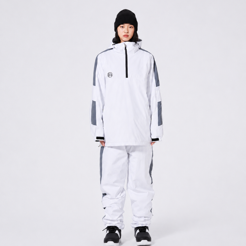 Unisex Ski Suit - Half-Zip Snowboard Jacket with Hood & Snowboard Pants