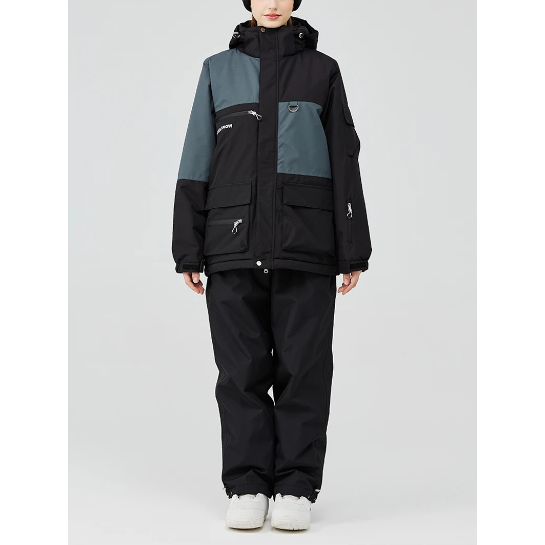 Unisex Ski Suit - Loose Fit Ski Jacket & Pants Set-Frozenoir-Black-s-