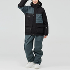 Unisex Ski Suit - Loose Fit Ski Jacket & Pants Set-Frozenoir-Black/Gray-s-