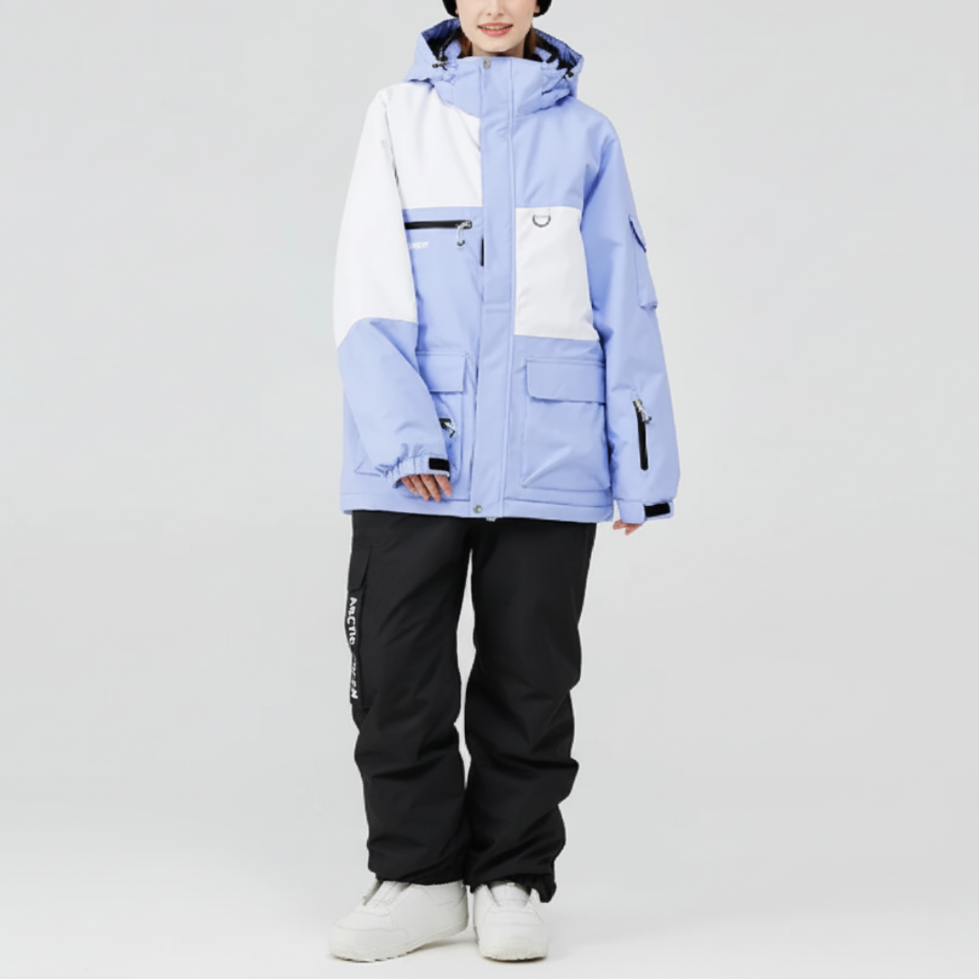 Unisex Ski Suit - Loose Fit Ski Jacket & Pants Set-Frozenoir-Blue/Black-s-