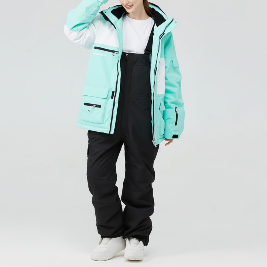Unisex Ski Suit - Loose Fit Ski Jacket & Pants Set-Frozenoir-Light Green/Black-s-
