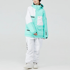 Unisex Ski Suit - Loose Fit Ski Jacket & Pants Set-Frozenoir-Light Green/White-s-