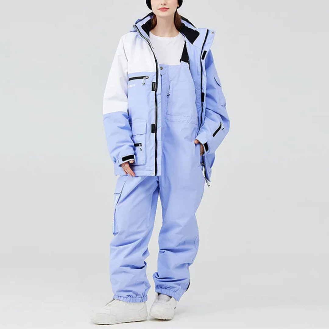 Unisex Ski Suit - Loose Fit Ski Jacket & Pants Set-Frozenoir-Sky Blue-s-