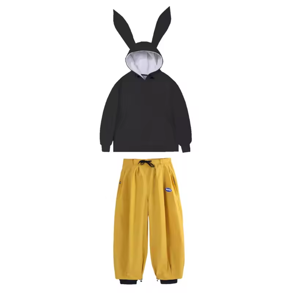 Combinaison de snowboard imperméable pour femme - Veste anorak à oreilles de lapin mignonnes et pantalon