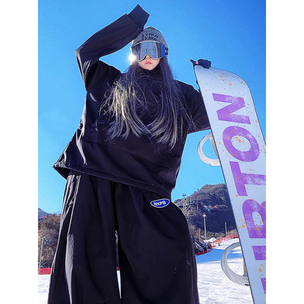 Combinaison de snowboard imperméable pour femme - Veste anorak à oreilles de lapin mignonnes et pantalon