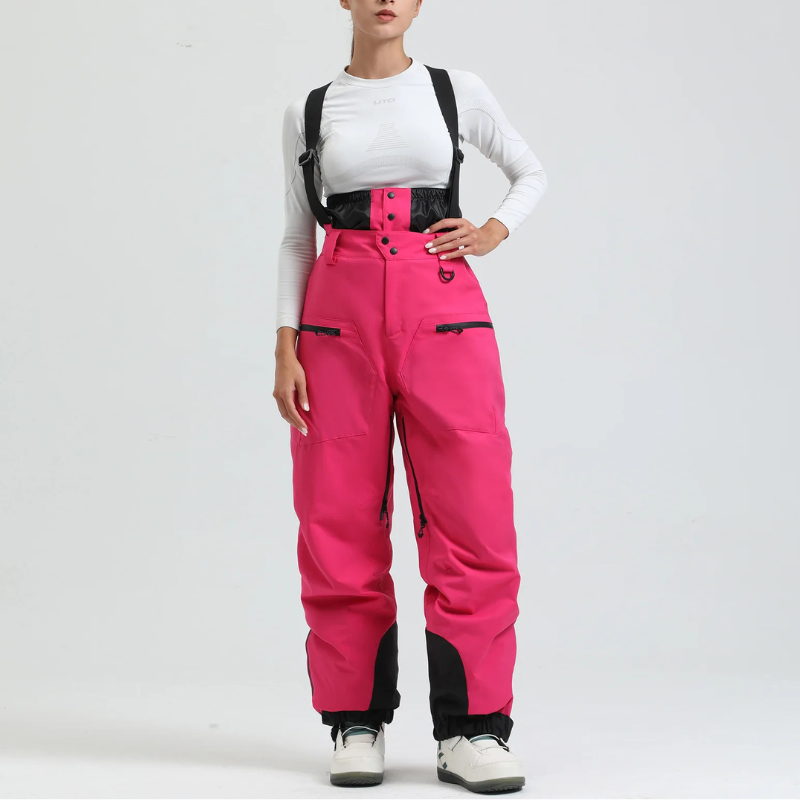 Women's Baggy Ski Pants - Waterproof & Loose for Snow-Frozenoir-Dark Pink-s-