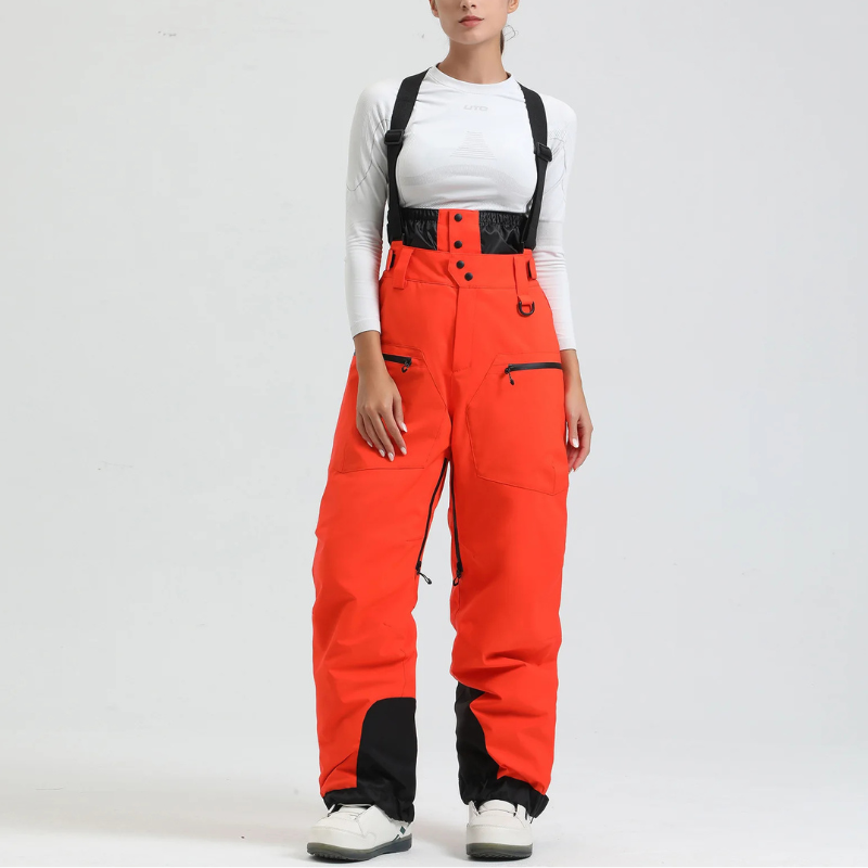 Women's Baggy Ski Pants - Waterproof & Loose for Snow-Frozenoir-Orange-s-