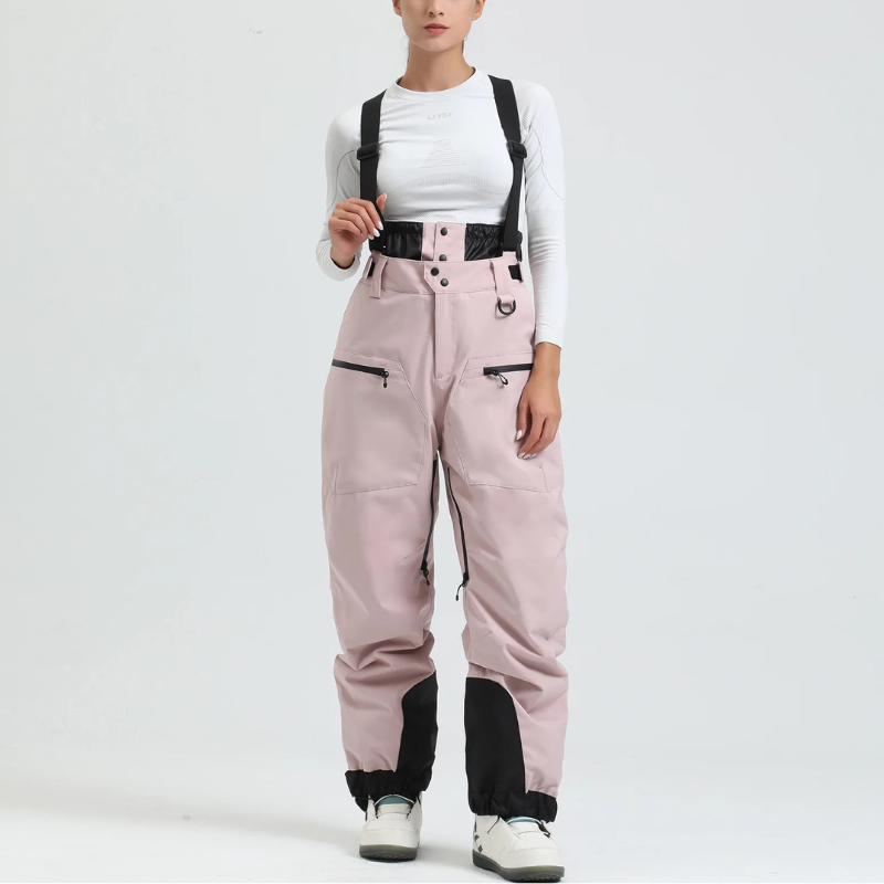 Women's Baggy Ski Pants - Waterproof & Loose for Snow-Frozenoir-Pink-s-