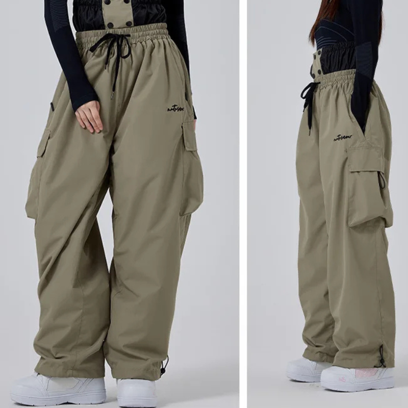 Women's Baggy Snowboard Pants - Waterproof, Loose Fit-Frozenoir-