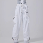 Women's Baggy Snowboard Pants - Waterproof, Loose Fit-Frozenoir-White-s-
