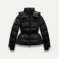 Women's Belted Ski Parka - Insulated Ladies Ski Coat, Black-Frozenoir-Black-xs-
