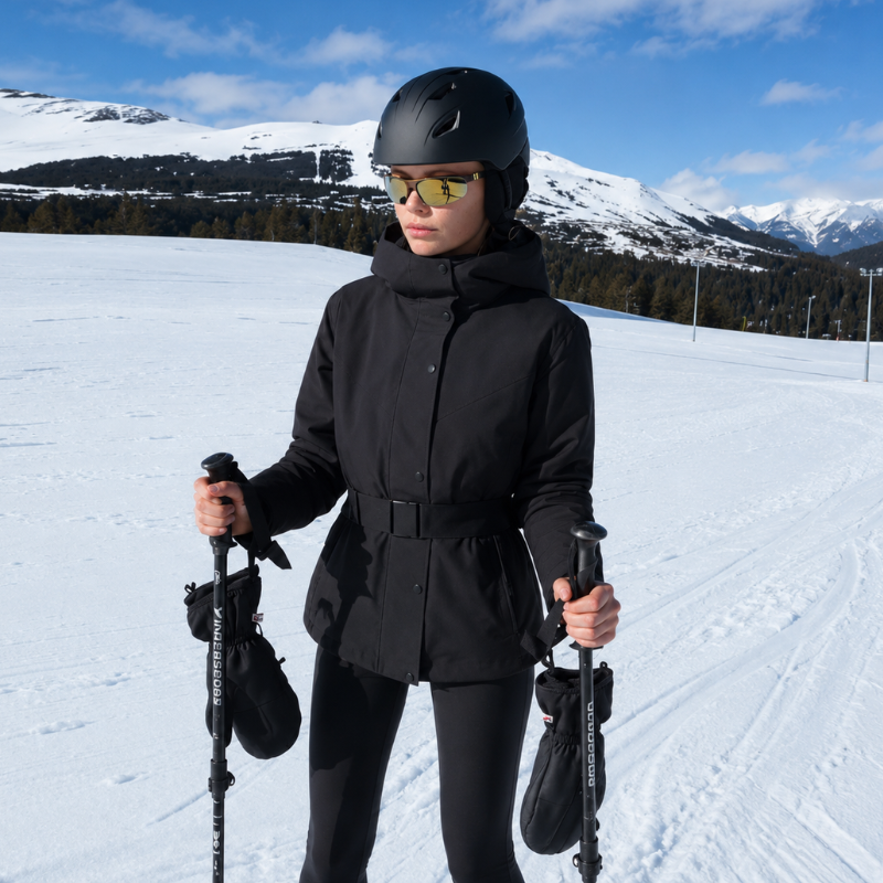 Women's Black Ski Jacket | Insulated & Warm, Hooded