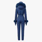 Women's One-Piece Ski Suit - Quilted with Faux Fur Trim