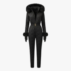 Women's One-Piece Ski Suit - Quilted with Faux Fur Trim