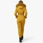 Women's One-Piece Ski Suit - Quilted with Faux Fur Trim