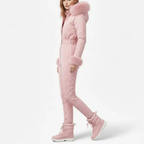 Women's One-Piece Ski Suit - Quilted with Faux Fur Trim
