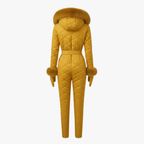 Women's One-Piece Ski Suit - Quilted with Faux Fur Trim