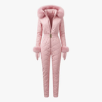 Women's One-Piece Ski Suit - Quilted with Faux Fur Trim