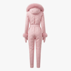 Women's One-Piece Ski Suit - Quilted with Faux Fur Trim