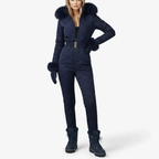 Women's One-Piece Ski Suit - Quilted with Faux Fur Trim