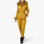 Women's One-Piece Ski Suit - Quilted with Faux Fur Trim