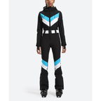 Women's One Piece Ski Suit - Striped & Hooded for Ladies-Frozenoir-