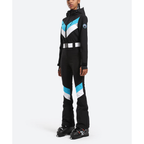 Women's One Piece Ski Suit - Striped & Hooded for Ladies-Frozenoir-